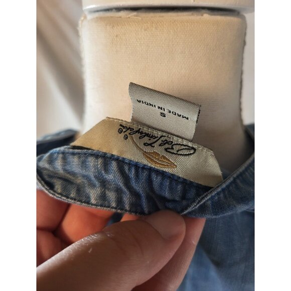 Bob Timberlake Denim Button up Tunic‎ Embroidered Chambray Blue Size S - Picture 7 of 9